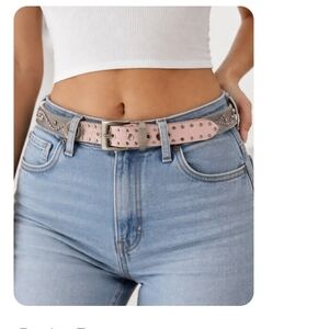 Stylish Pink Silver Studded Belt for Women
